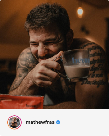 Mathew Fras enjoying Beam on Instagram